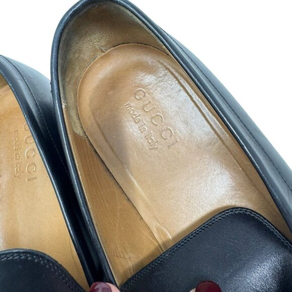 GUCCI Broadwick black mens loafers Interlocking GG Logo shoes size 9.5 - Picture 12 of 16